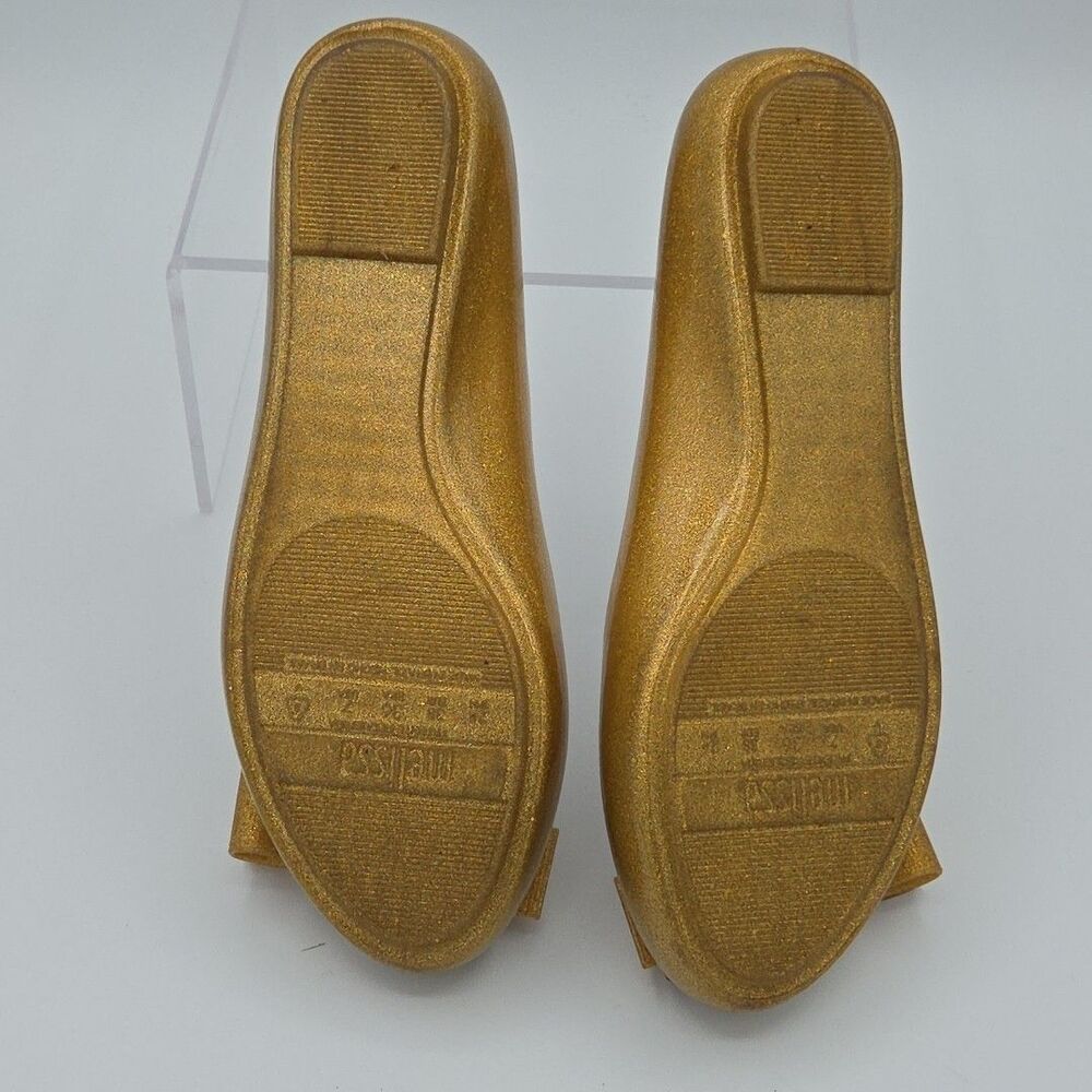 Jason Wu X Melissa Gold Glitter Bow Jelly Ballet Flats Women's SZ 7 Loafers EUC - Picture 8 of 9